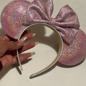 NWT Disney Pink Glitter Minnie Mouse Ears Headband